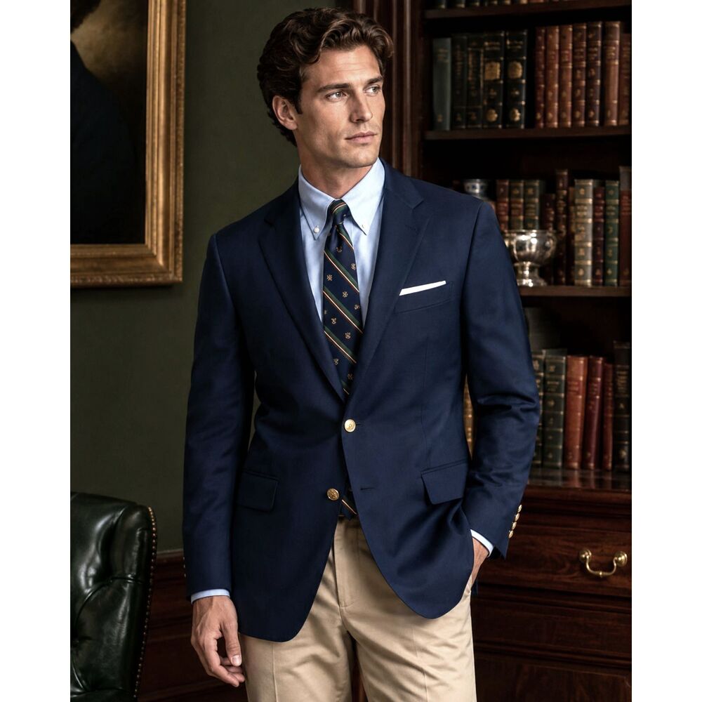 Brooks Brothers 1818 Madison Blue Loro Piana Suit Blazer Jacket   Mens Size 42R